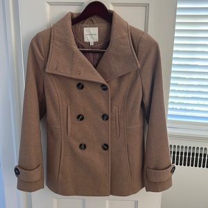Nordstrom women’s double-breasted camel Peacoat